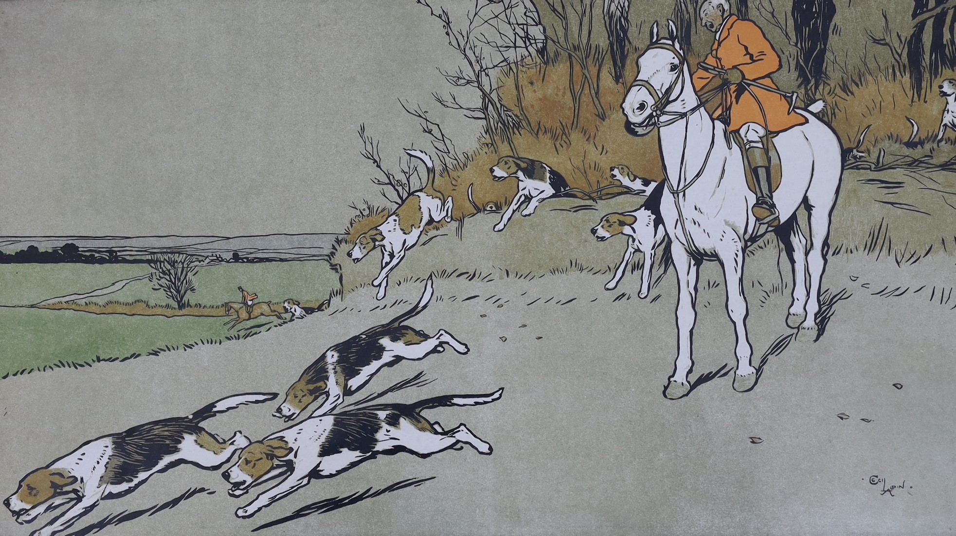 Cecil Aldin and Lionel Edwards, seven assorted colour prints, Hunting and coaching scenes, largest 27 x 69cm